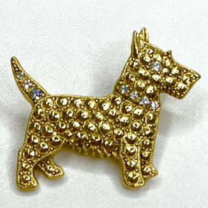 VINTAGE Brooch Terrier Scottie Dog Clear Rhinestone Animal Vtg  Jewelry JU10